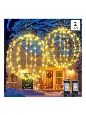AGOTD 2 Pack 1- 12" 124 LED Ball Lights 1- 8" 81 LEDS 8 Modes Waterproof